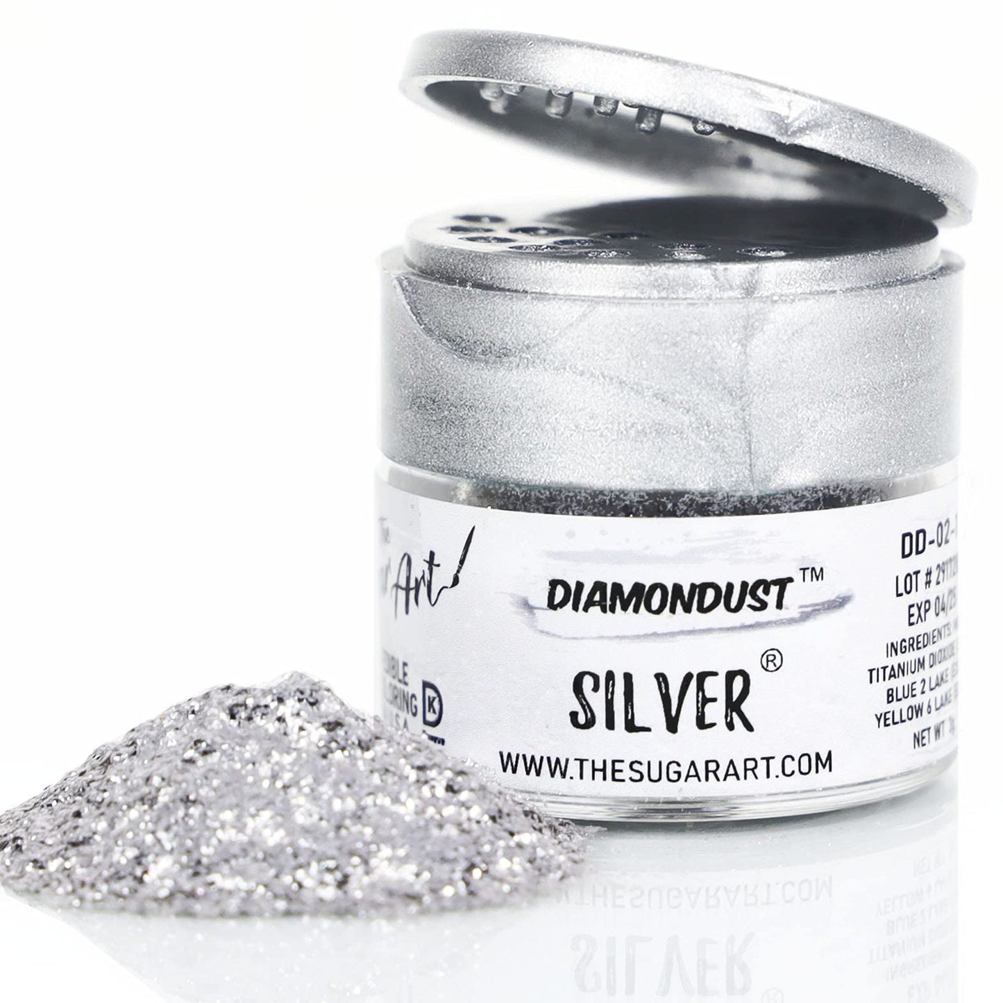 Silver Edible Glitter for Drinks, Cocktails, Cake Decorating, Strawberries, Chocolates & More | No Taste | 4g | 100% Food-Safe |