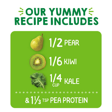 Happy Tot Organics Stage 4 Baby Food Pouches, Gluten Free, Vegan Snack, Fiber & Protein Fruit & Veggie Puree, Pears, Kiwi & Kale