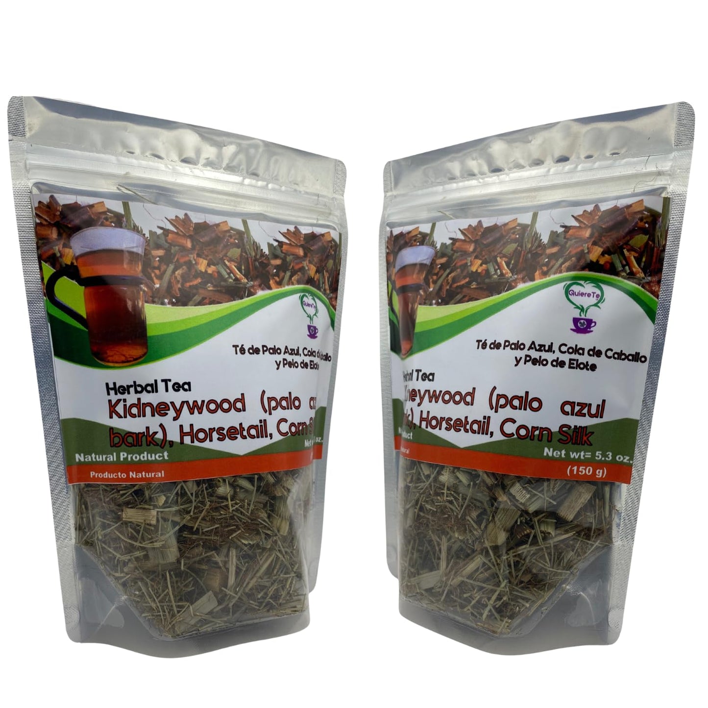 Quiere Te Palo Azul Herbal Tea, 5.3 oz (150g), Pack of 2 Bags, 100% Natural, Resealable Bag, Product of Mexico
