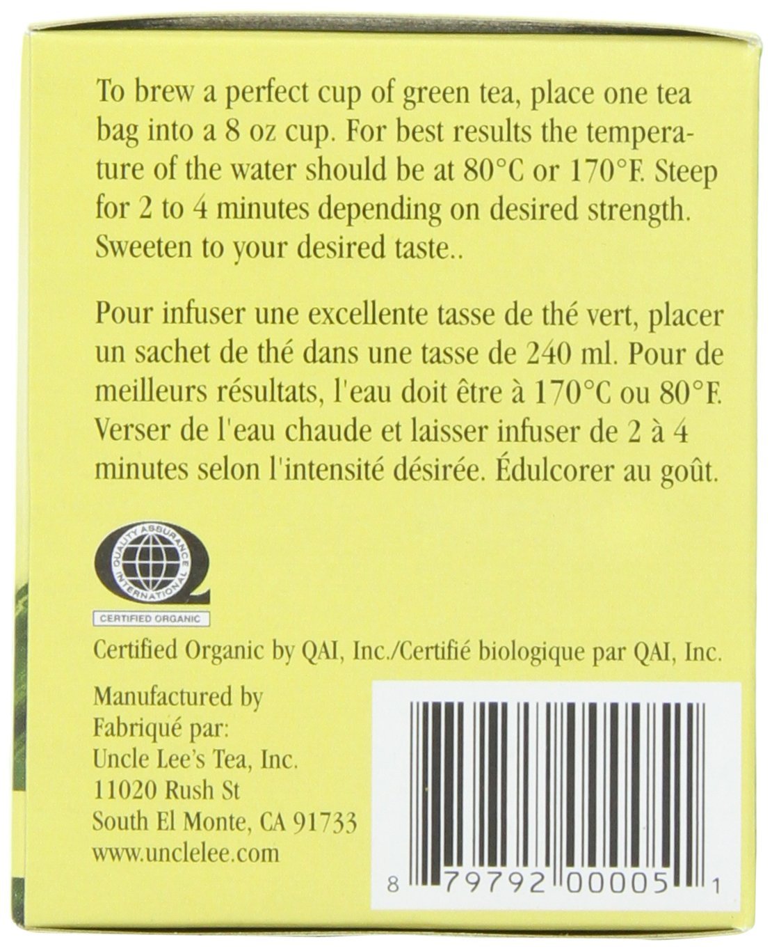 Uncle Lees Organic Lemon Ginger Green Tea, 100% Natural Premium Green Tea Bags, Fresh Flavor, Enjoy With Honey, Hot Tea Or Iced