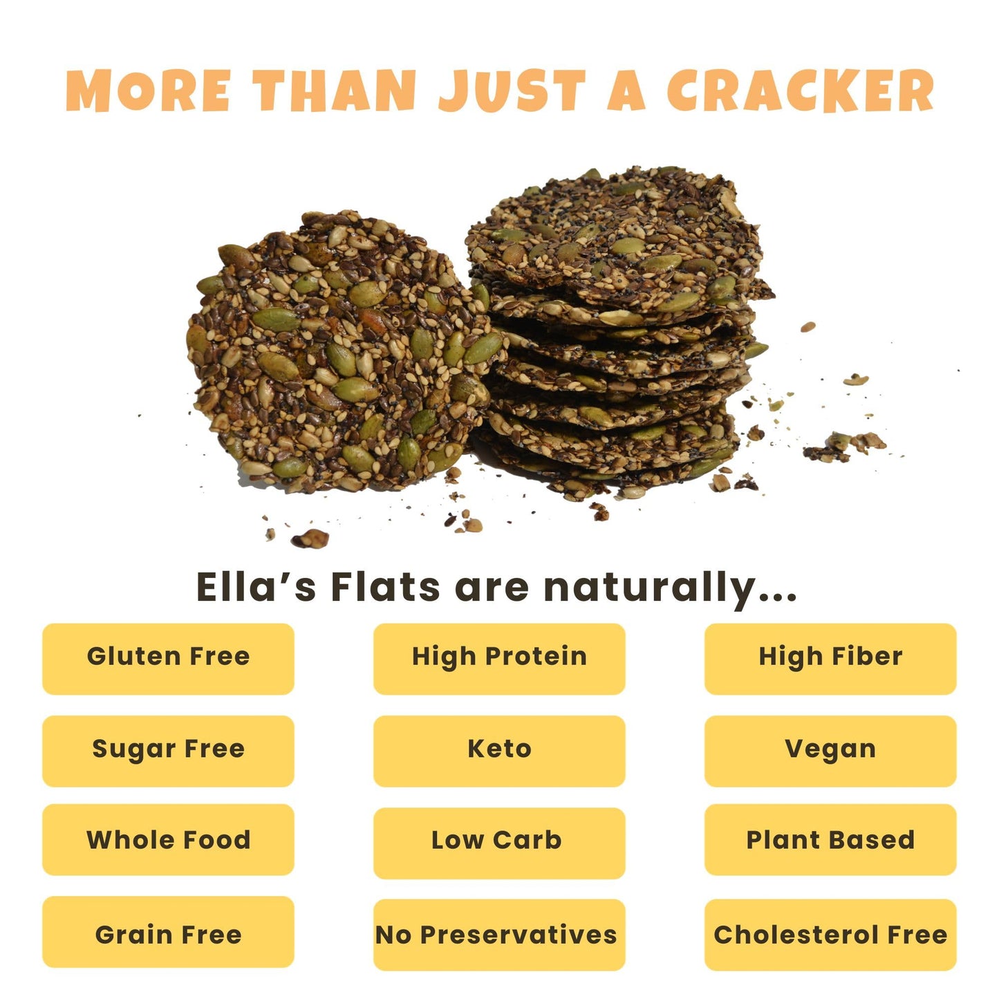 ELLAS FLATS® All Natural Savory Crisps Variety Pack - Gluten Free, Vegan, High Fiber, 6.5 Ounce (Pack of 4)