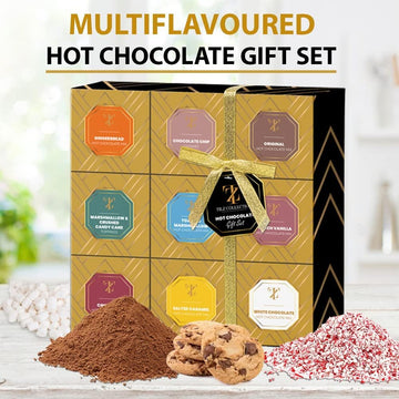 Hot Chocolate Cocoa Gift Set Mini Drinking Chocolate Different Flavors Selection Including Roasted Marshmallow Hazelnuts Gingerb