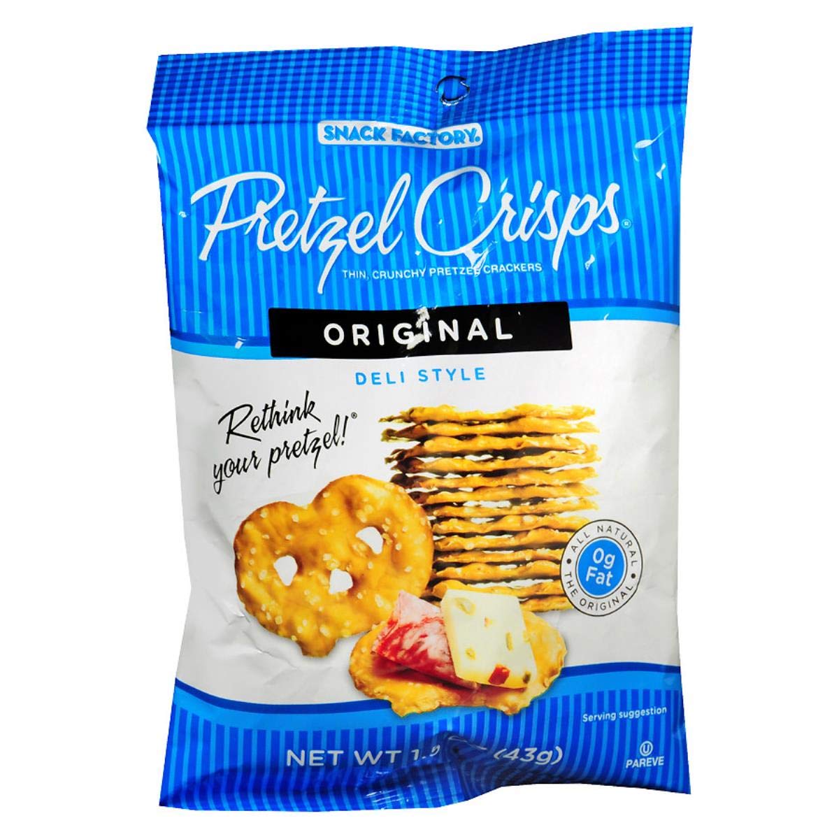 Snack Factory Pretzel Crisps, Honey Mustard & Onion, Baked, Kosher, 7.2 Ounce (Pack Of 12)