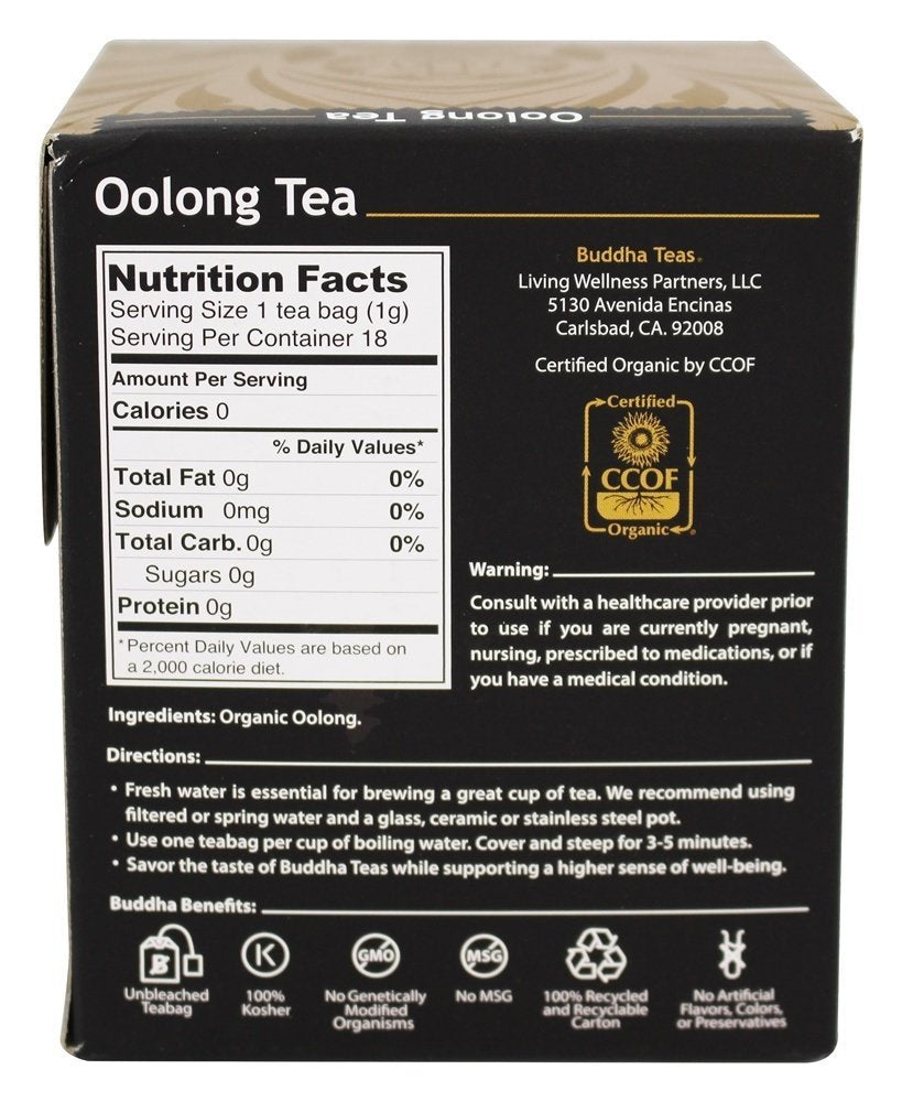 Organic Oolong Tea, 18 Bleach-Free Tea Bags - Rich in Vitamins and Minerals and a Natural Source of Antioxidants, No GMOs