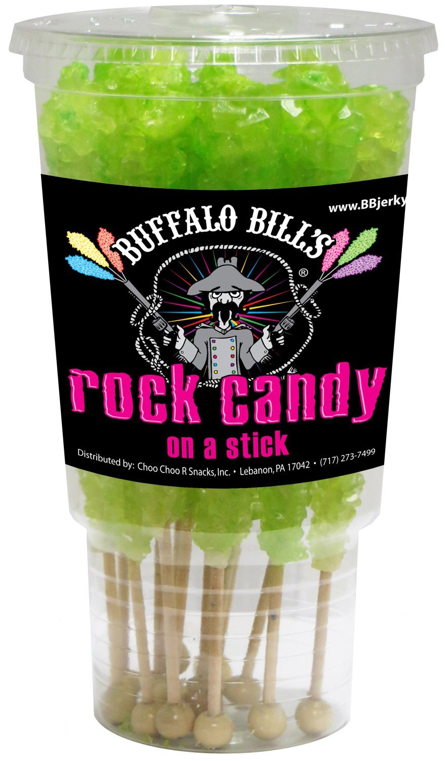 Buffalo Bills Watermelon (Light Green) Rock Candy On A Stick (12-Ct Cup Rock Candy Crystal Sticks)