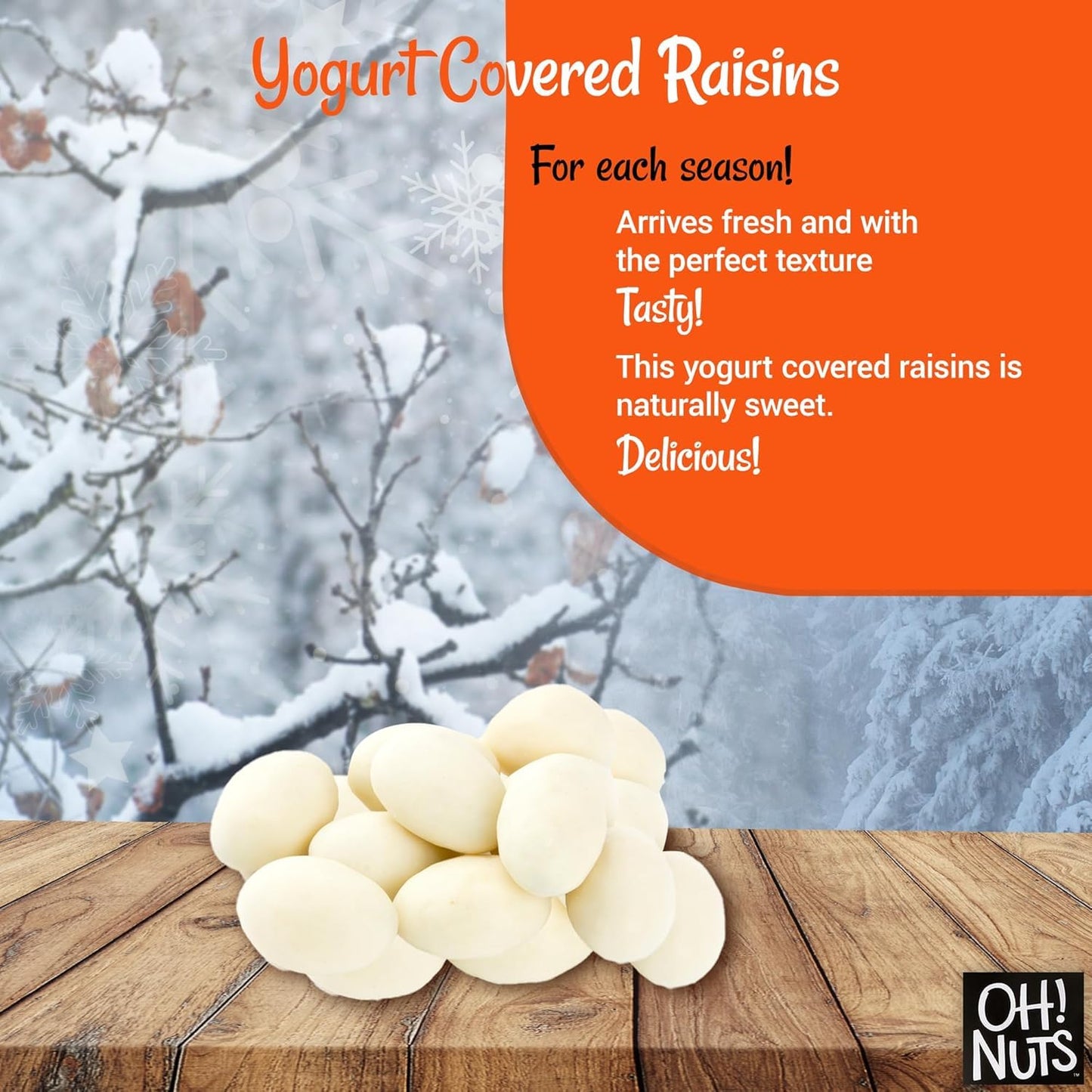Oh! Nuts Yogurt Covered Raisins - 2Lb - Sweetened Dehydrated Creamy Yogurt Fruit Bites - Packed In New York Zip-Seal Bag For Exc