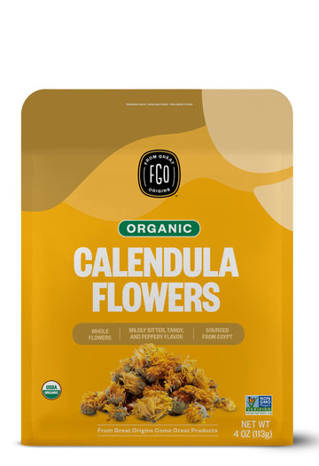 Fgo Organic Calendula Flowers, Whole, From Egypt, 4Oz, Packaging May Vary (Pack Of 1)