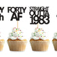 Keaziu 48 Pack Black 40Th Birthday Cupcake Toppers Straight Outta 1983 Cupcake Toppers Happy 40Th Cupcake Toppers Forty Af Cupca