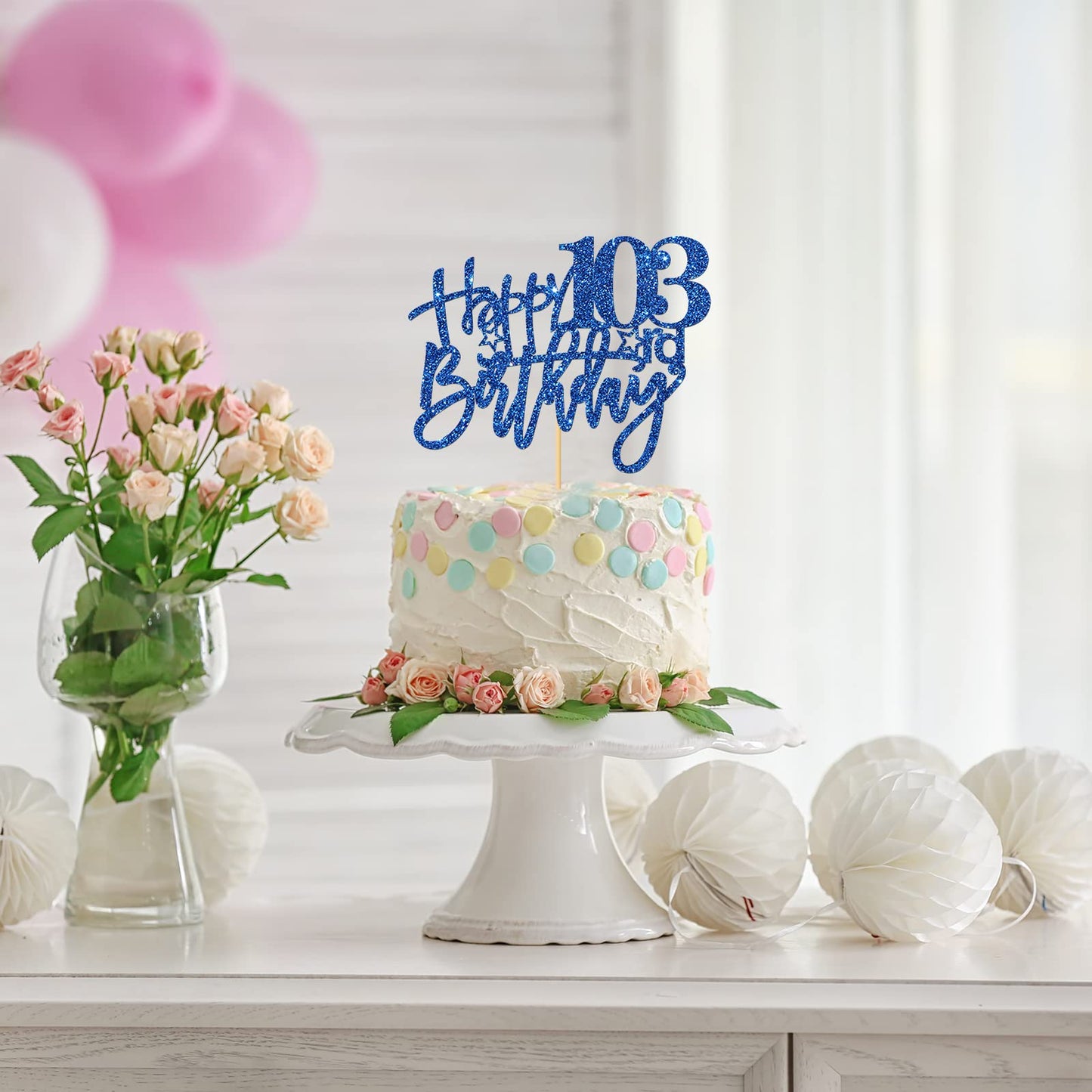 Roadsea Happy 103Rd Birthday Cake Topper - Old Woman Man 103 Years Old Birthday Cake Supplies - 103Rd Birthday Party Decorations