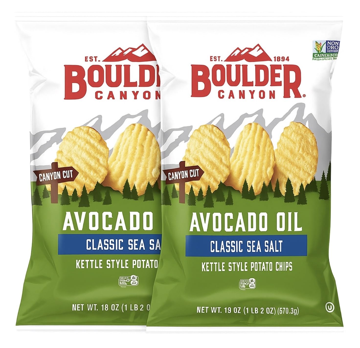 Boulders Canyon Avocado Oil Potato Chips, 18 oz.(PACK OF 2)