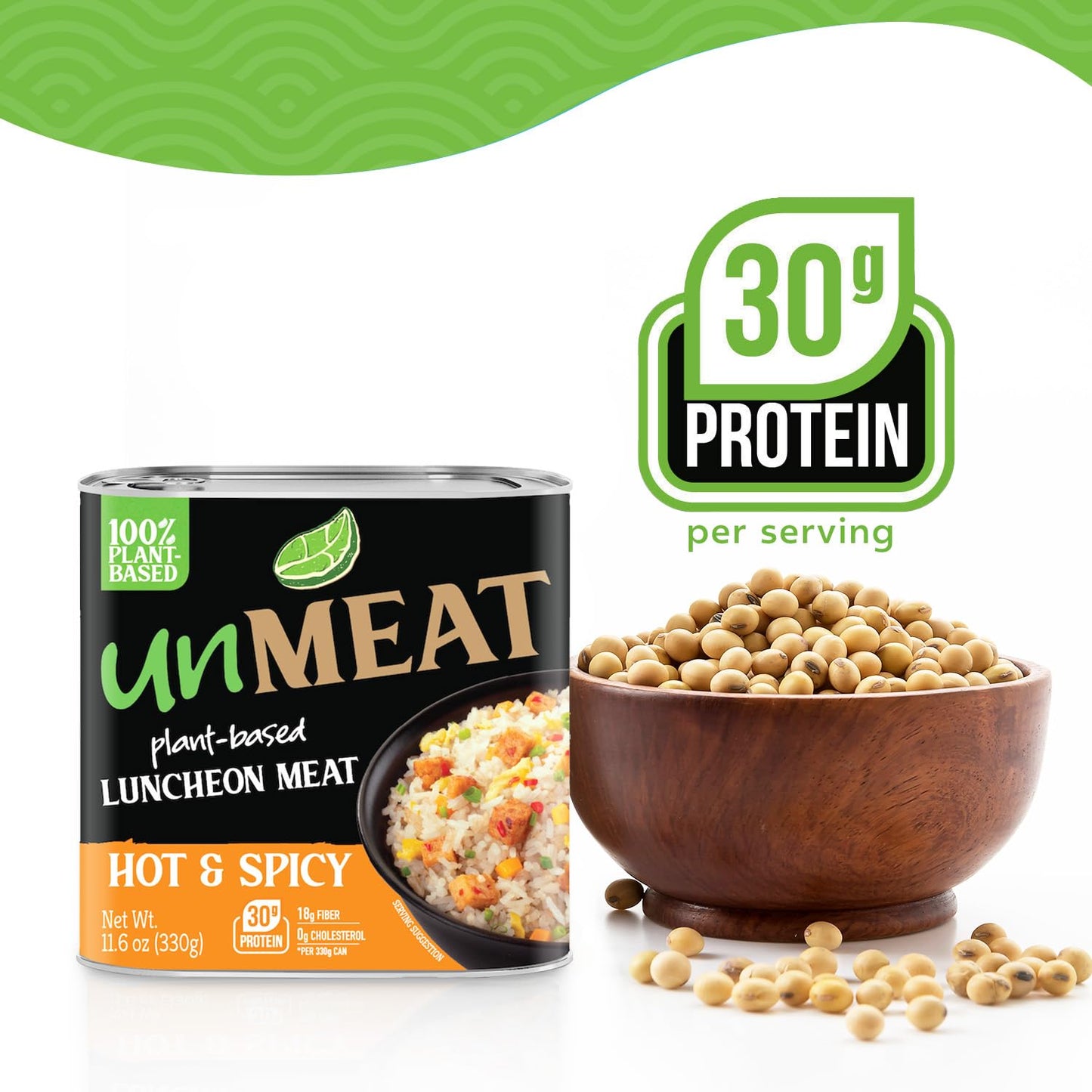 unMEAT Hot & Spicy Plant Based Luncheon Meat, Vegan Canned Meat Alternative, Gluten Free, Ready to Eat, 11.6oz (Pack of 12)