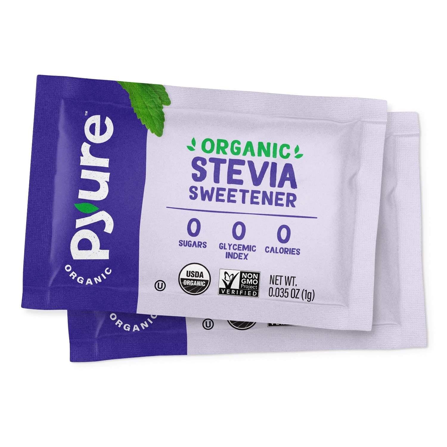 Pyure Organic Stevia Packets - Granulated Sugar Substitute, Zero Calorie, 1000 Count, 35 Ounce, Multicolor