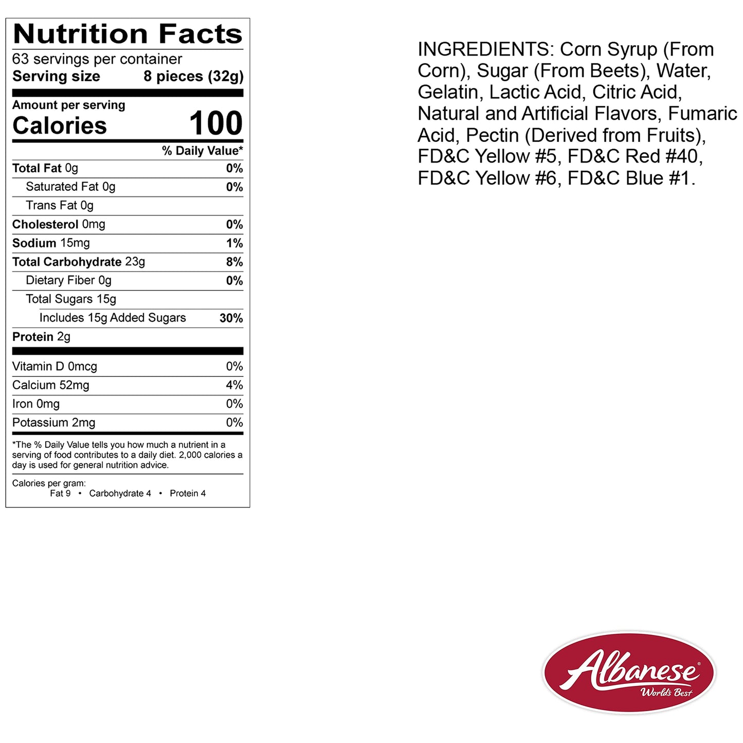 Albanese Candy, Sour Assorted Fruit Gummi Bears, 4.5-pound Bag