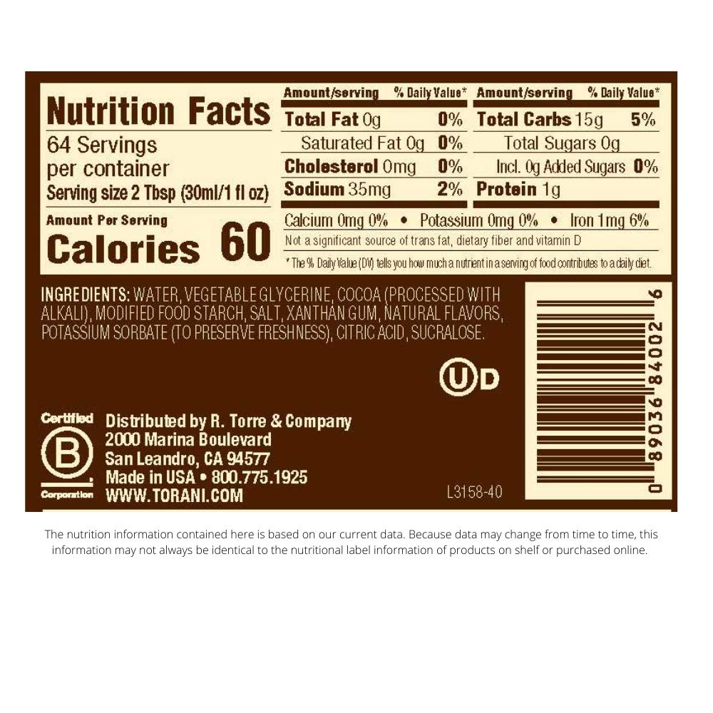Suger Free Dark Chocolate Sauce 64 Oz.