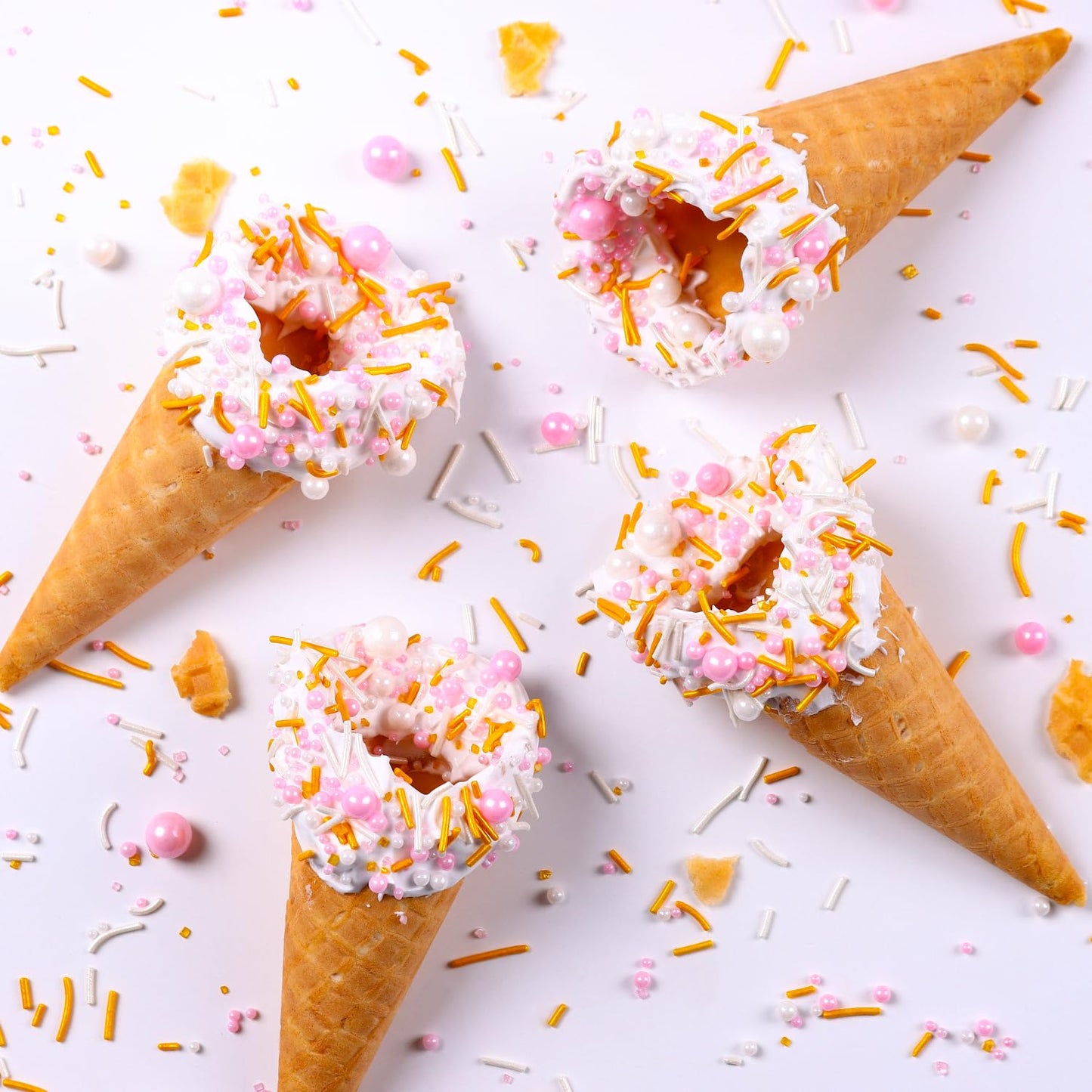 Pink Sprinkles Set, Sujoygar Edible Valentines Cake Sprinkles, Fancy Pink Gold White Sprinkles Mix For Cake Decorating Cupcakes