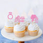 Ercadio 24 Pack Bride To Be Cupcake Toppers Pink Glitter Wedding Dress Ring Cupcake Picks Bride To Be Cake Toppers Wedding Engag