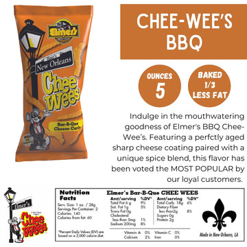 Elmer'S New Orleans Chee-Wee'S, Authentic Nola Bbq Flavor, Irresistible Crunchy Snack Delight 5 Oz Bags, Pack Of 4