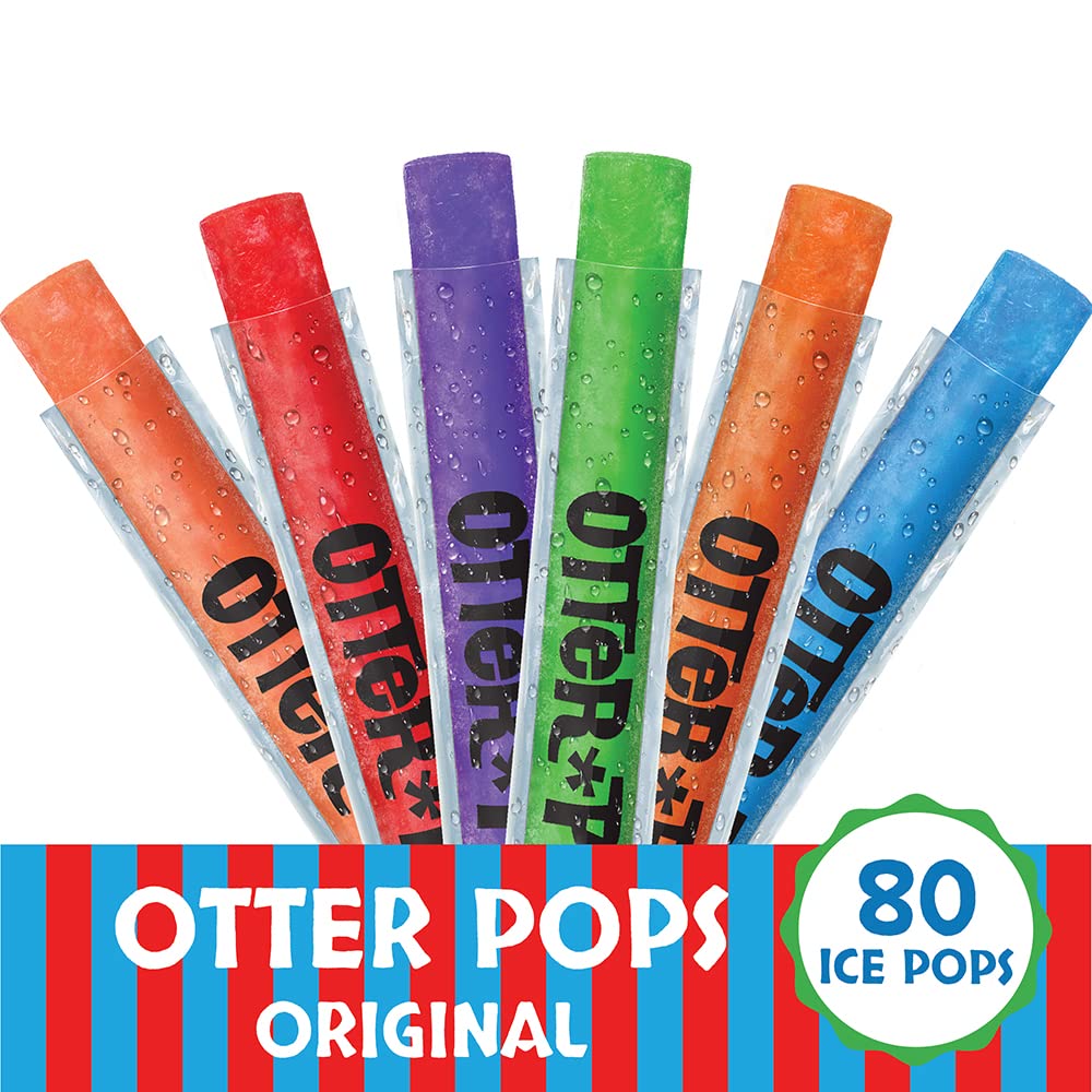 Otter Pops Freezer Bars, Fat Free Ice Pops, Original Flavors (80Ct - 1Oz Bars)