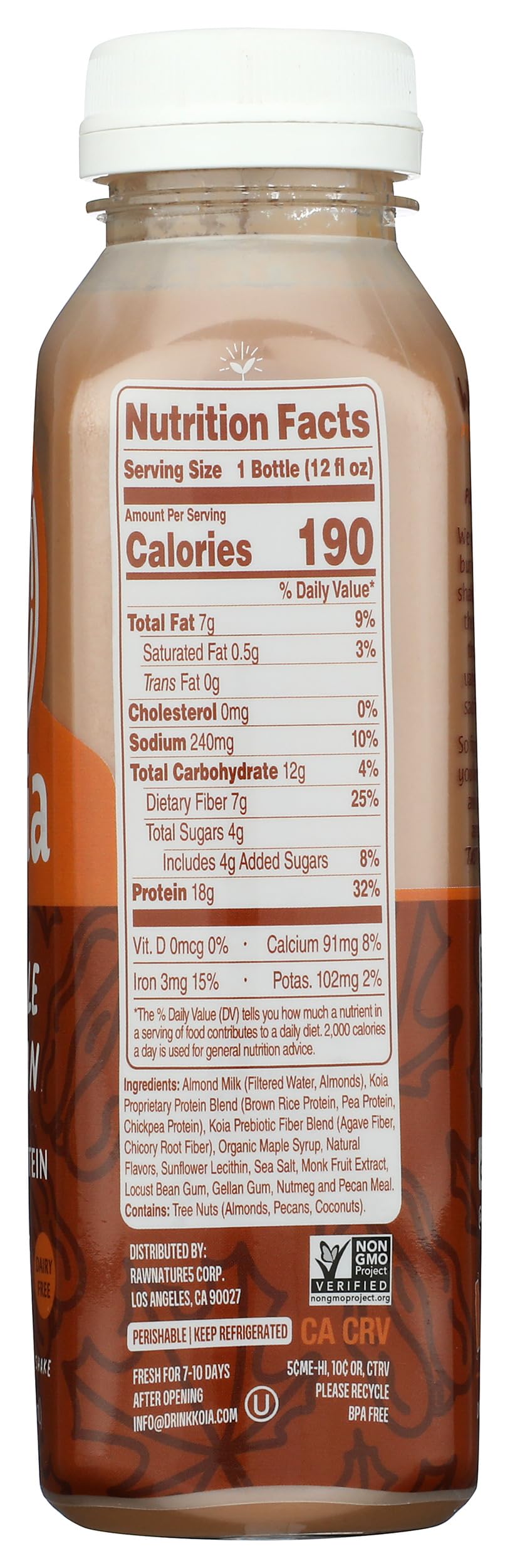 Koia Protein - Ready To Drink Plant Protein Shake (12 oz) - Maple Pecan - Dairy Free, Gluten Free, Soy Free, Non GMO, Kosher, Ve