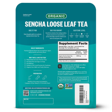 Fgo Organic Sencha Green Tea, 4 Ounce Loose Leaf, Resealable Bag, Sourced From Japan, Packaging May Vary (Pack Of 1)