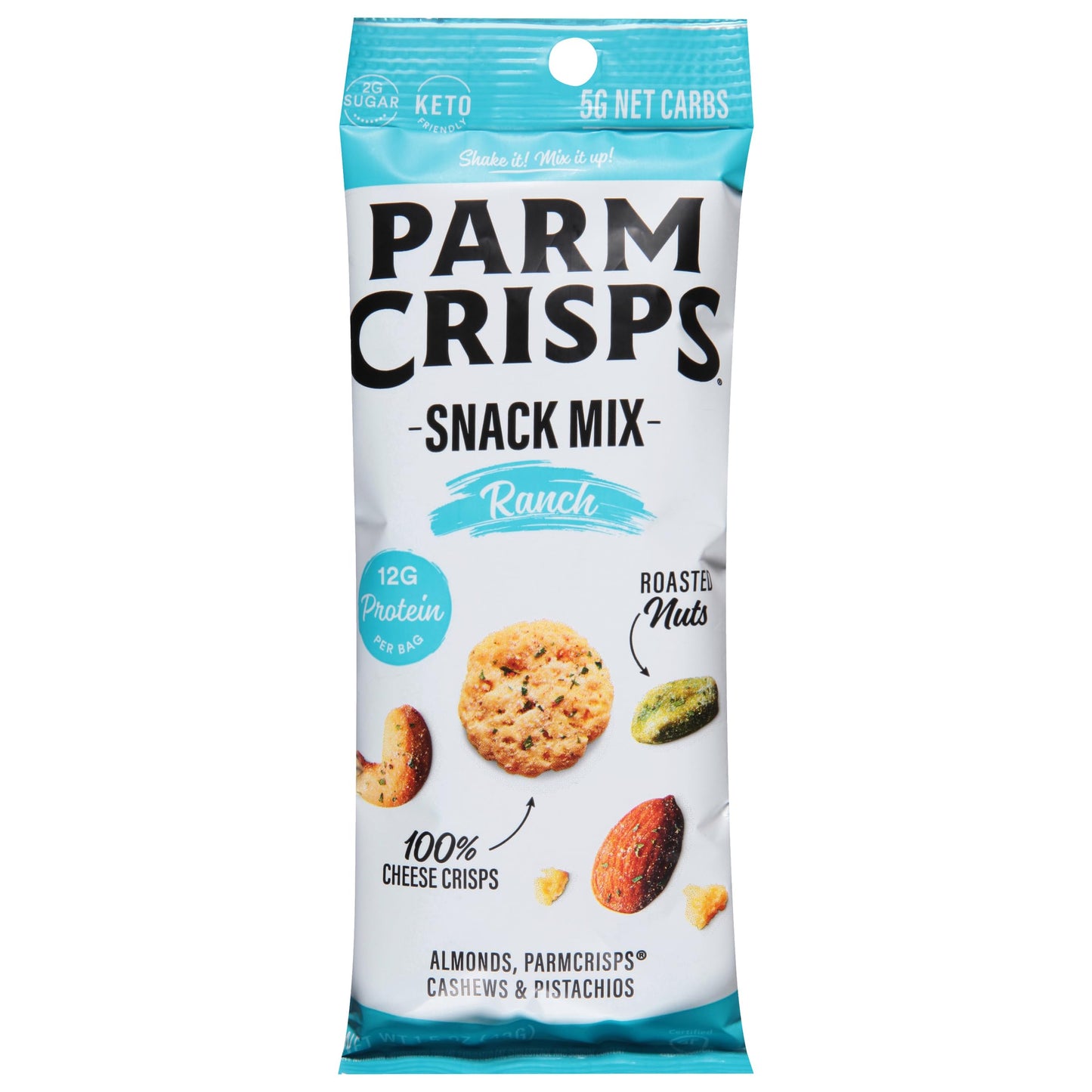 Parmcrisps Snack Mix – Ranch Cheese Crisps with Nuts, Healthy High-Protein, Gluten-Free, Low Carb, 1.5 oz (Pack of 6)