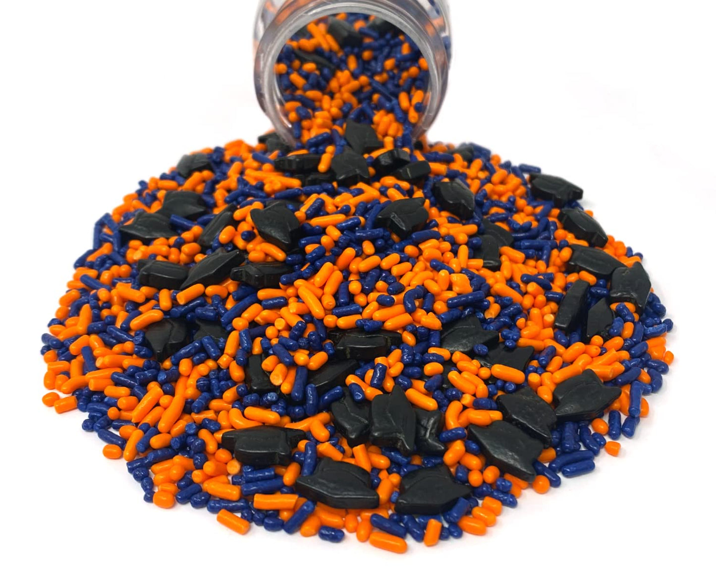 Mystic Sprinkles Graduation Day Sprinkles Mixes (Graduation Day! Navy Blue & Orange Sprinkle Mix 3.8Oz)