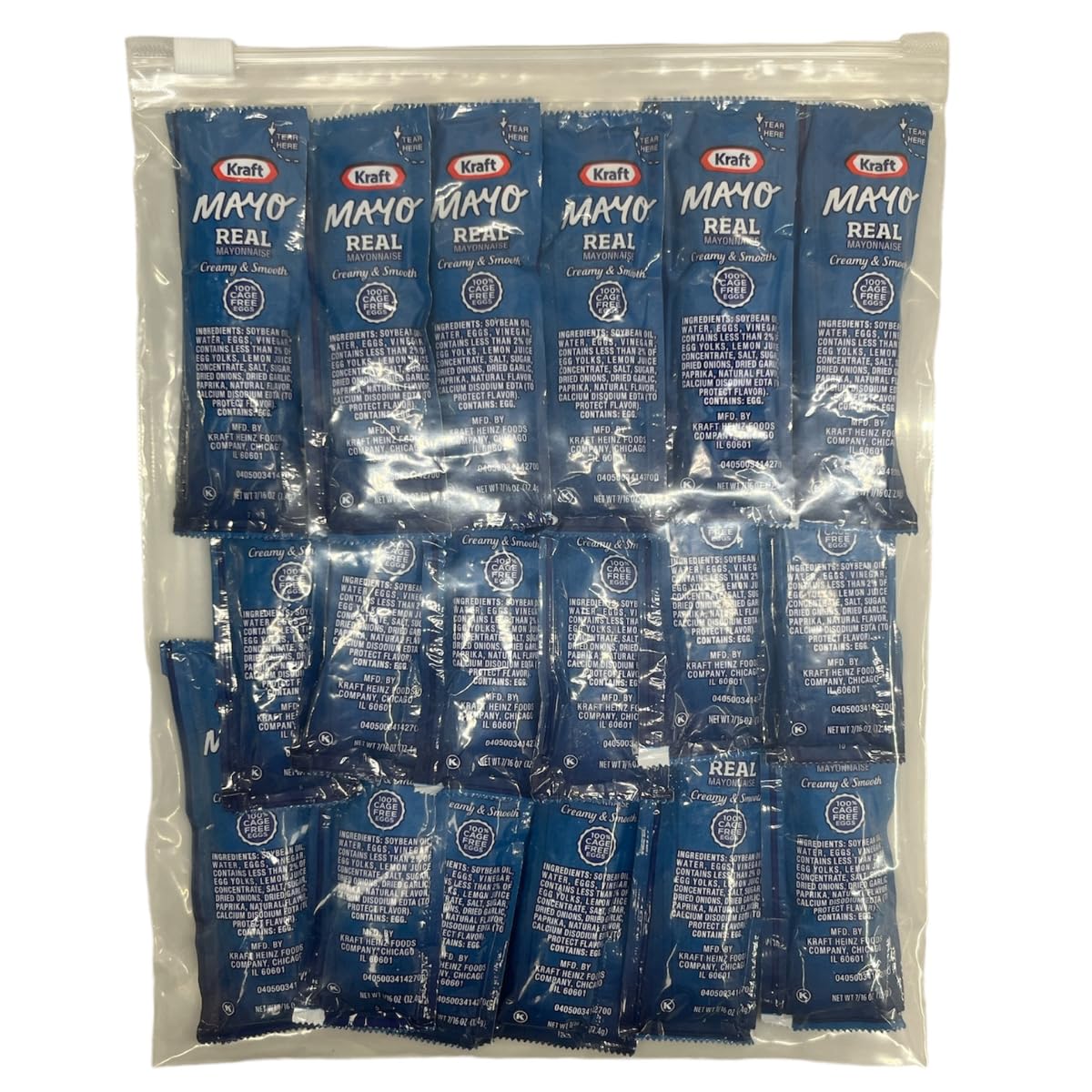 CHRONOS Real Kraft Mayo Packets - 50 Count Single Serve 7/16 Oz - Food Safe Slide Seal Bag Included