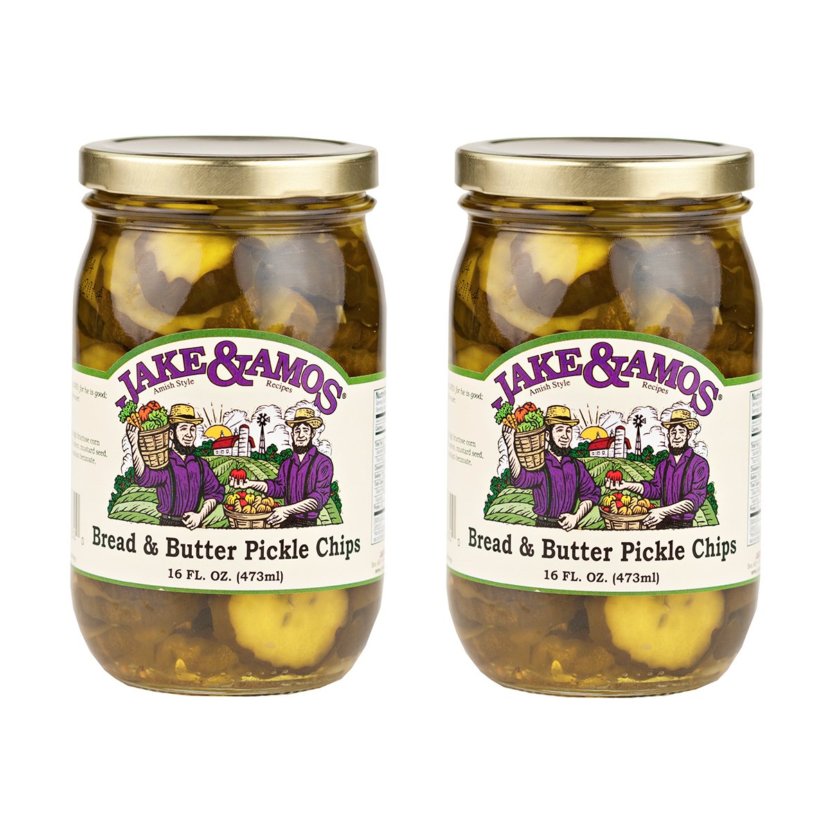 Jake & Amos Bread & Butter Pickles - (2) 16 Ounce Jars
