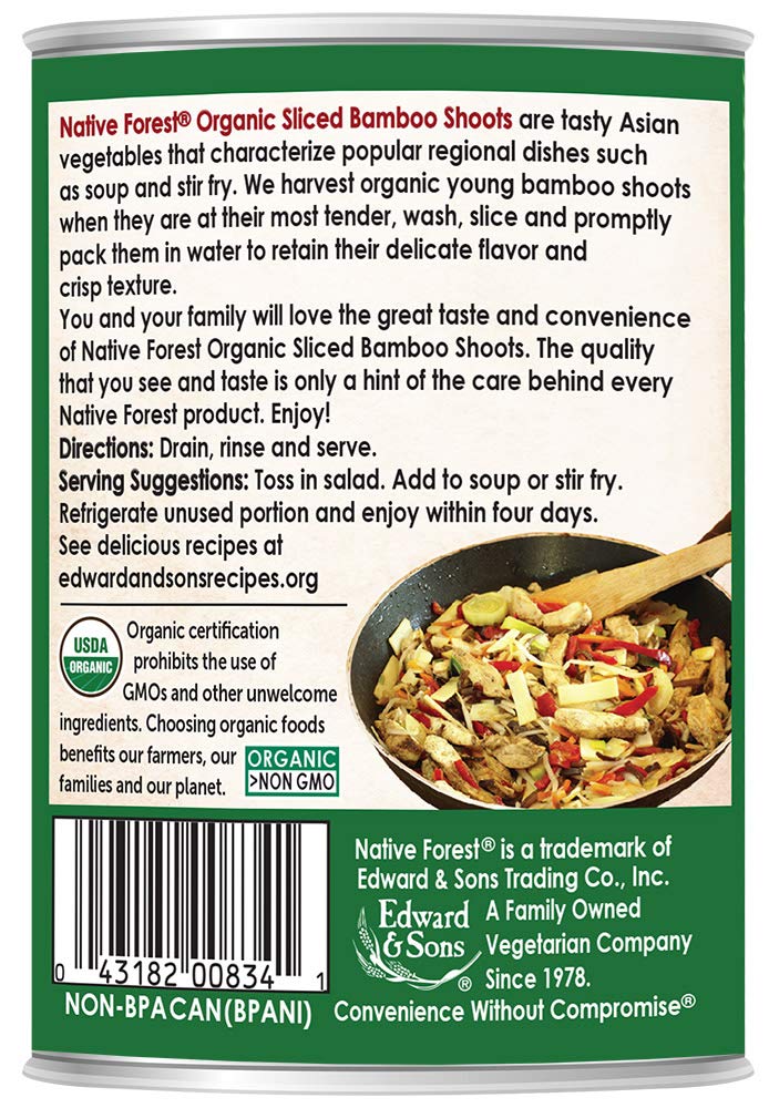 Native Forest Organic Sliced Bamboo Shoots - Bamboo Shoots Canned, Bamboo Shoots To Eat, Stir Fry Vegetables, Canned Vegetables - 14 Oz (Pack Of 6)
