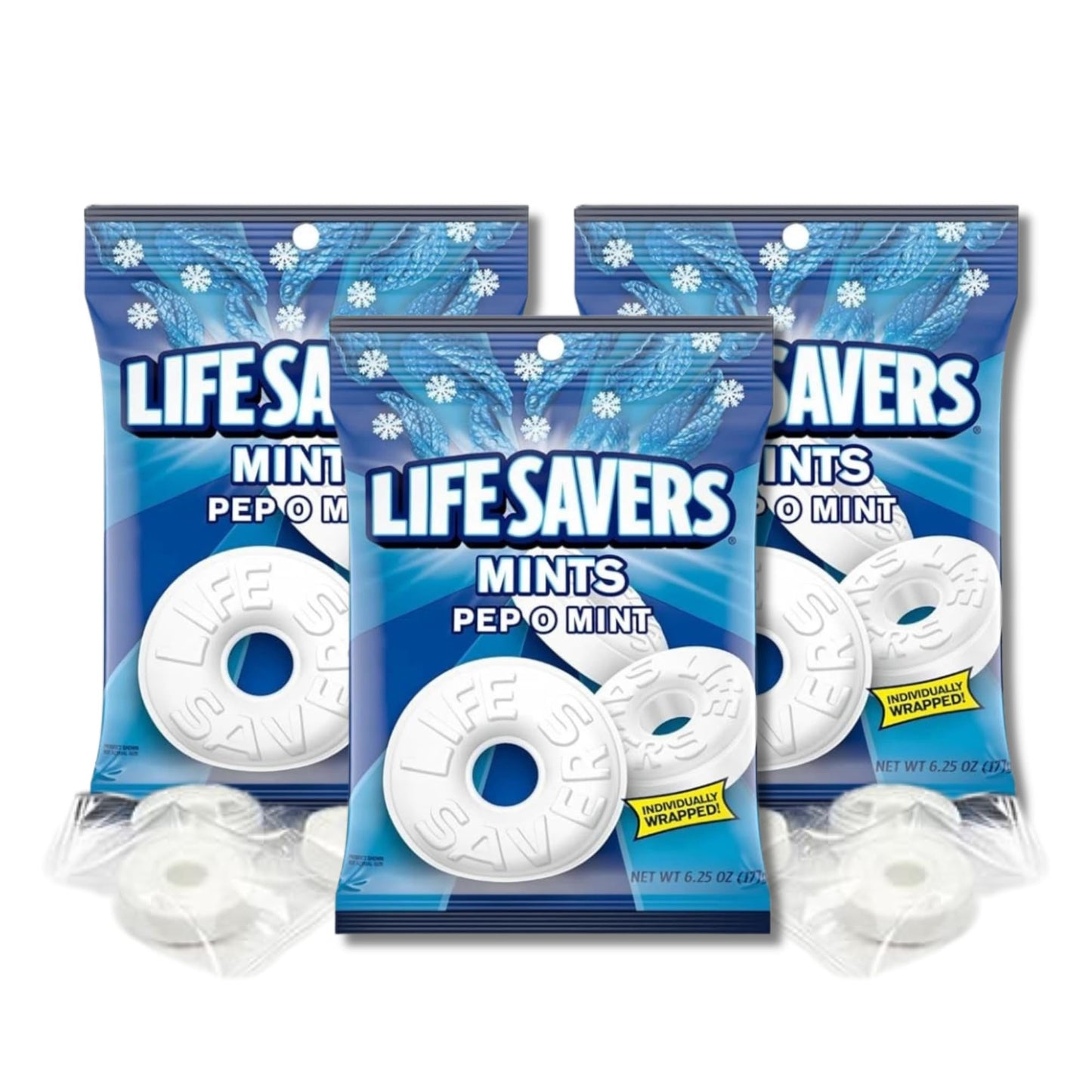 Lifesavers - Individually Wrapped Hard Candies - Gift Packs Of 3, 6.25 Oz. Bags By Lyzas Sweets &   (Pep O Mint)