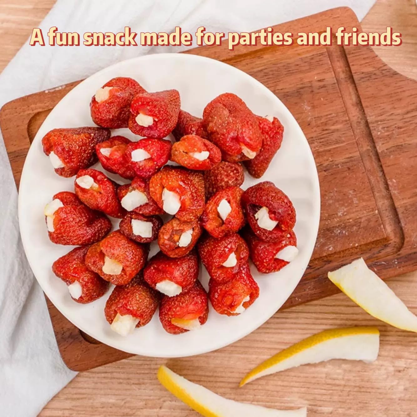 Strawberry & Pomelo Peel Dried Fruit Snack - Sweet & Tangy Treat, Citrus Aroma, Individually Packed, Great for Sharing, Travel,