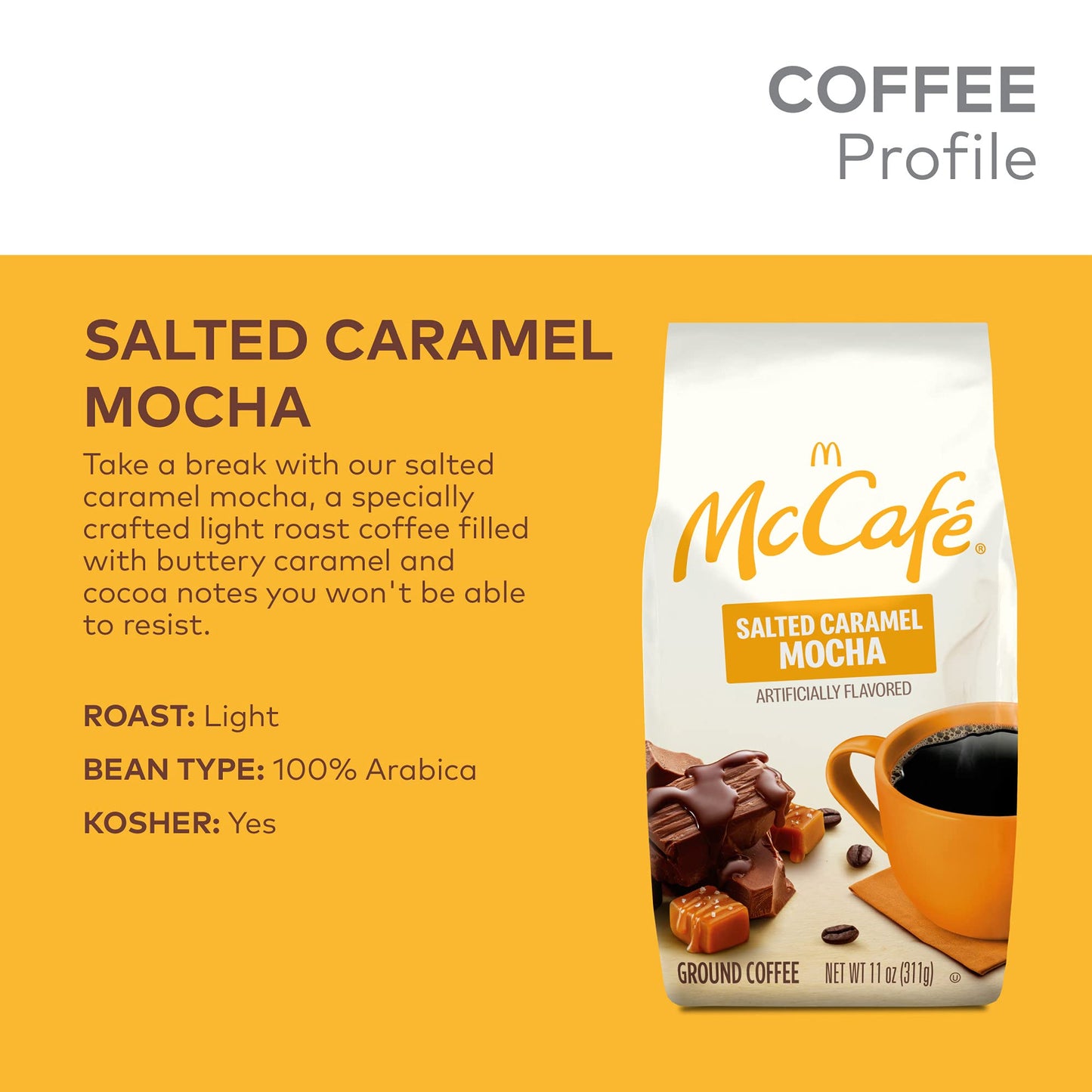 Mccafe Salted Caramel Mocha, Ground Coffee, Flavored, 11Oz. Bagged