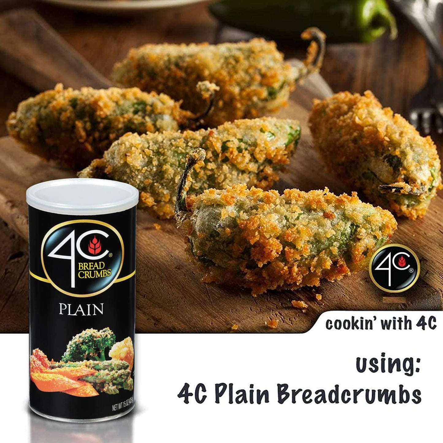 4C Premium Bread Crumbs, Plain 15 Ounce, Regular & Gluten Free, Flavorful Crispy Crunchy, Value Pack (15 Ounce (Pack Of 6), Plai