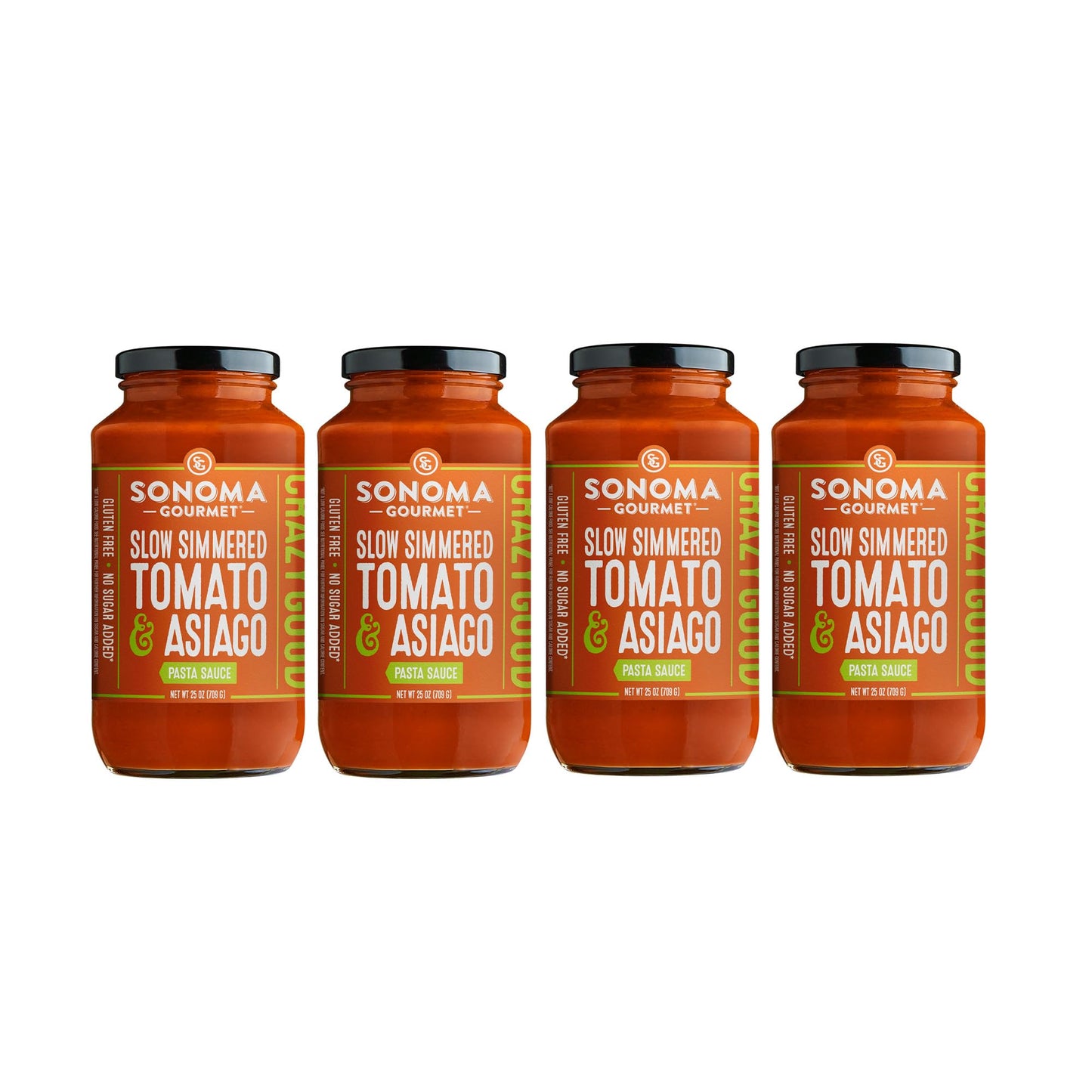 Sonoma Gourmet Slow Simmered Tomato Asiago Pasta Sauce | No Sugar Added | Made With Fresh Ingredients | 25 Ounce Jars (Pack of 4