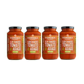 Sonoma Gourmet Slow Simmered Tomato Asiago Pasta Sauce | No Sugar Added | Made With Fresh Ingredients | 25 Ounce Jars (Pack of 4