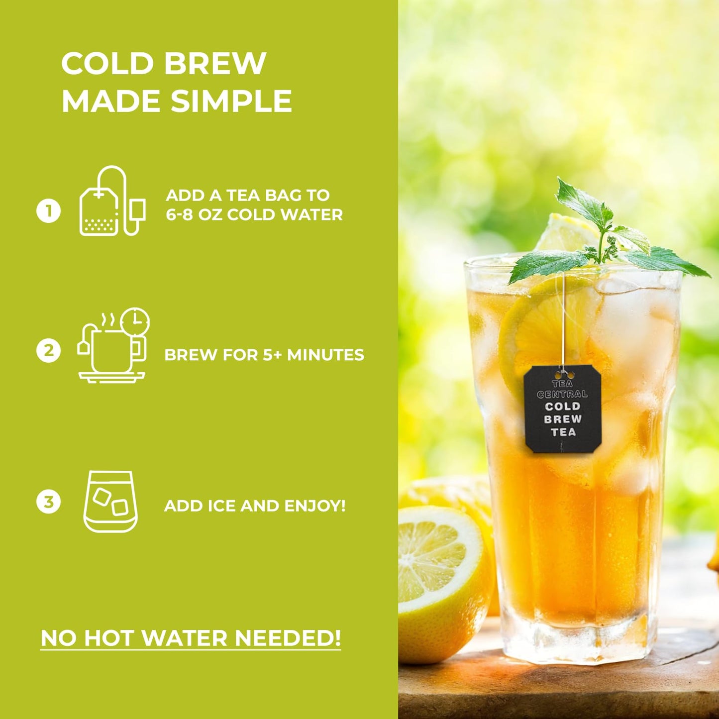 Life Plus Style Gourmet Tea Central Lemon Mint Green Tea Organic Ceylon Iced Green Tea Lemon Iced Drink Peppermint Cold Brew Tea