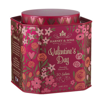 Harney & Sons Valentine'S Day Tea, Black Tea W/Chocolate And Rosebuds, Red, 30 Count