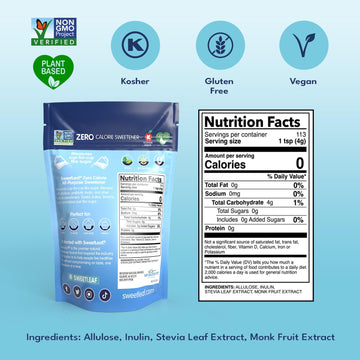 SweetLeaf Indulge Granular Sugar Replacement - All-Purpose Allulose and Monk Fruit Sweetener Blend with Inulin and Stevia, Zero-