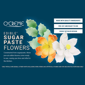 O'Creme Garden Roses Gumpaste Flower Set - Red - Edible Flowers For Cake Decorating - Sugar Paste Flower Decorations For Cakes,