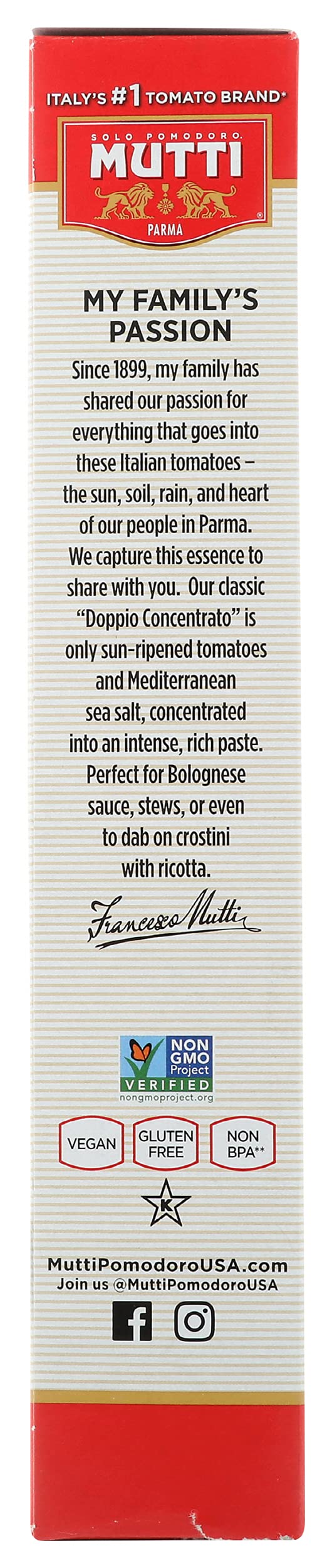 Mutti Double Concentrated Tomato Paste (Doppio Concentrato), 4.5 Oz. Tube | 1 Pack | Italy’S #1 Brand Of Tomatoes | Tube Tomato Paste | Vegan Friendly & Gluten Free | No Additives Or Preservatives