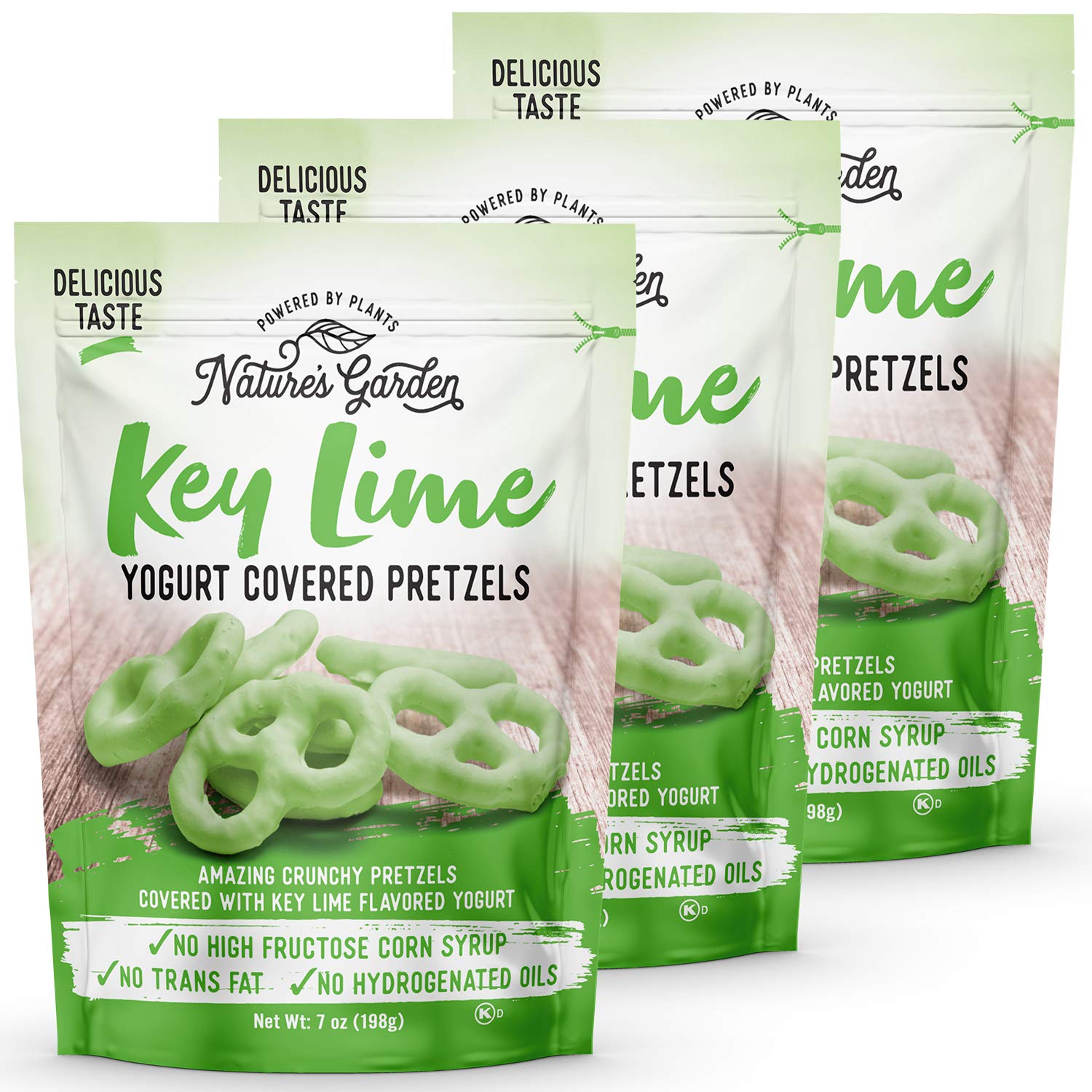 Natures Garden Key Lime Yogurt Covered Pretzels – No Trans Fat, Indulgent Snack - Key Lime Pie Flavored Pretzels – 7 Oz Bag (Pack Of 3)