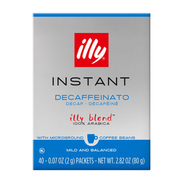 illy Instant Coffee Singles, Classico Decaf Medium Roast, Caramel & Orange Blossom Notes, 40 Single-Serve Packets (2g Each) - Pr