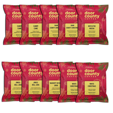 Gourmet Flavored Holiday Coffee Sampler Pack - 10 Bags of Unique Flavored Coffees - 100% Specialty Grade 1 Arabica -1.5 oz Full-