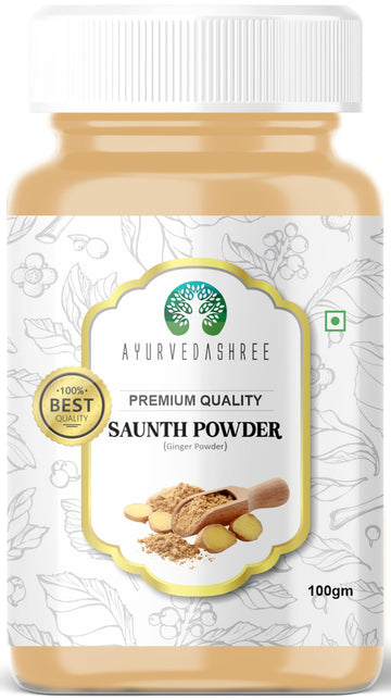 AYURVEDASHREE Ginger (Adarak) Powder Ground, Spice 100gm PET Jar | All Natural | Vegan | NON-GMO | Indian Origin | Saunth Powder
