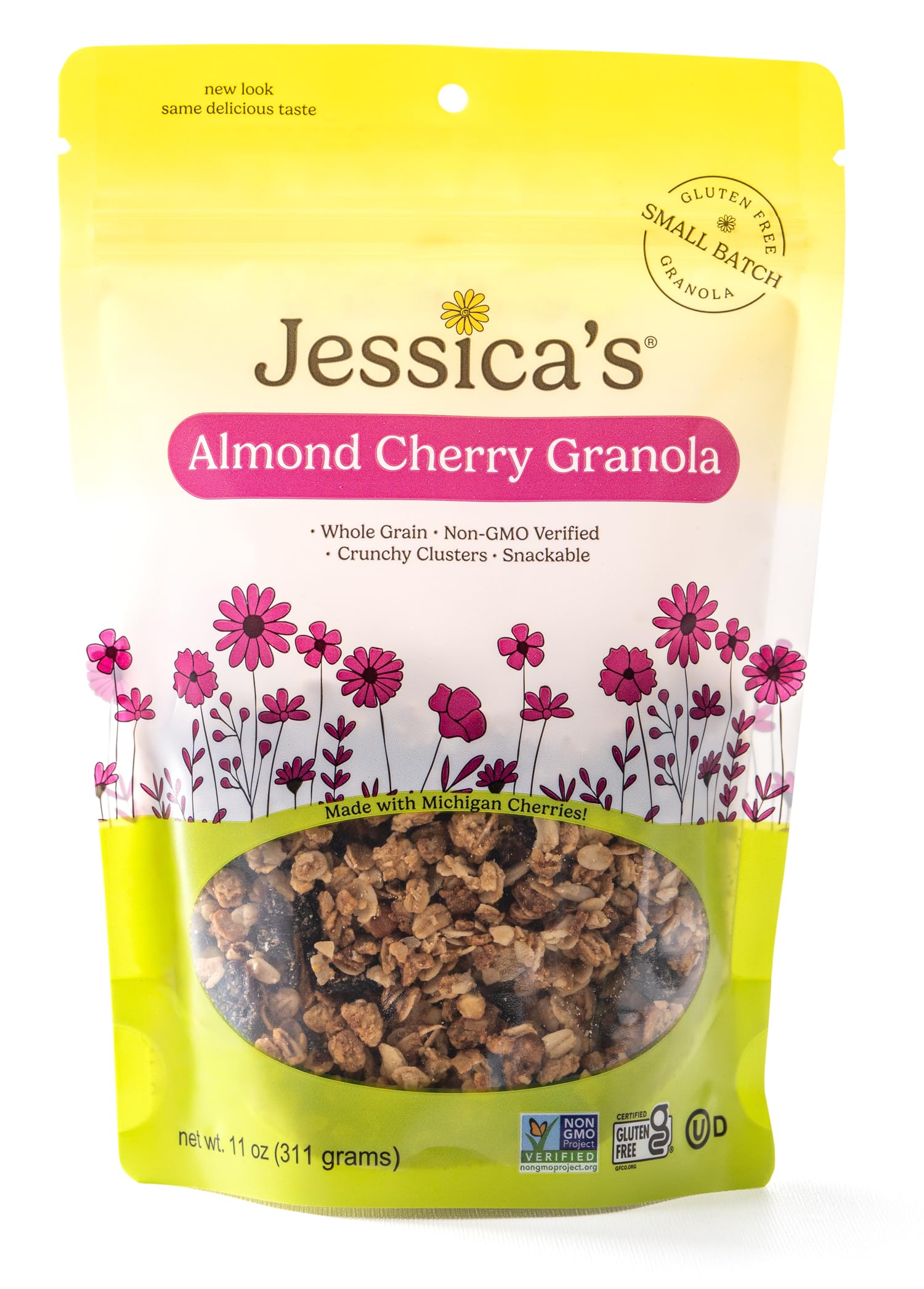 Jessicas Natural Foods Gluten-Free Almond Cherry Granola 11 oz. - All-Natural Granola, Non GMO Breakfast Cereal and Snack, Cert