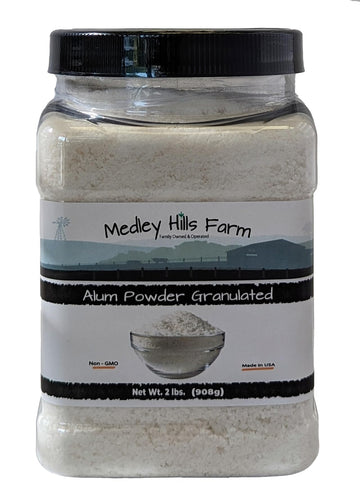 Alum Powder Granulated Food Grade 2 lbs. - by Medley Hills Farm in Reusable Container - Granulated Potassium Alum Powder - Made 
