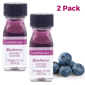 Lorann Blueberry Super Strength (With Natural Flavors), 1 Dram Bottle (.0125 Fl Oz - 3.7Ml) - 2 Pack