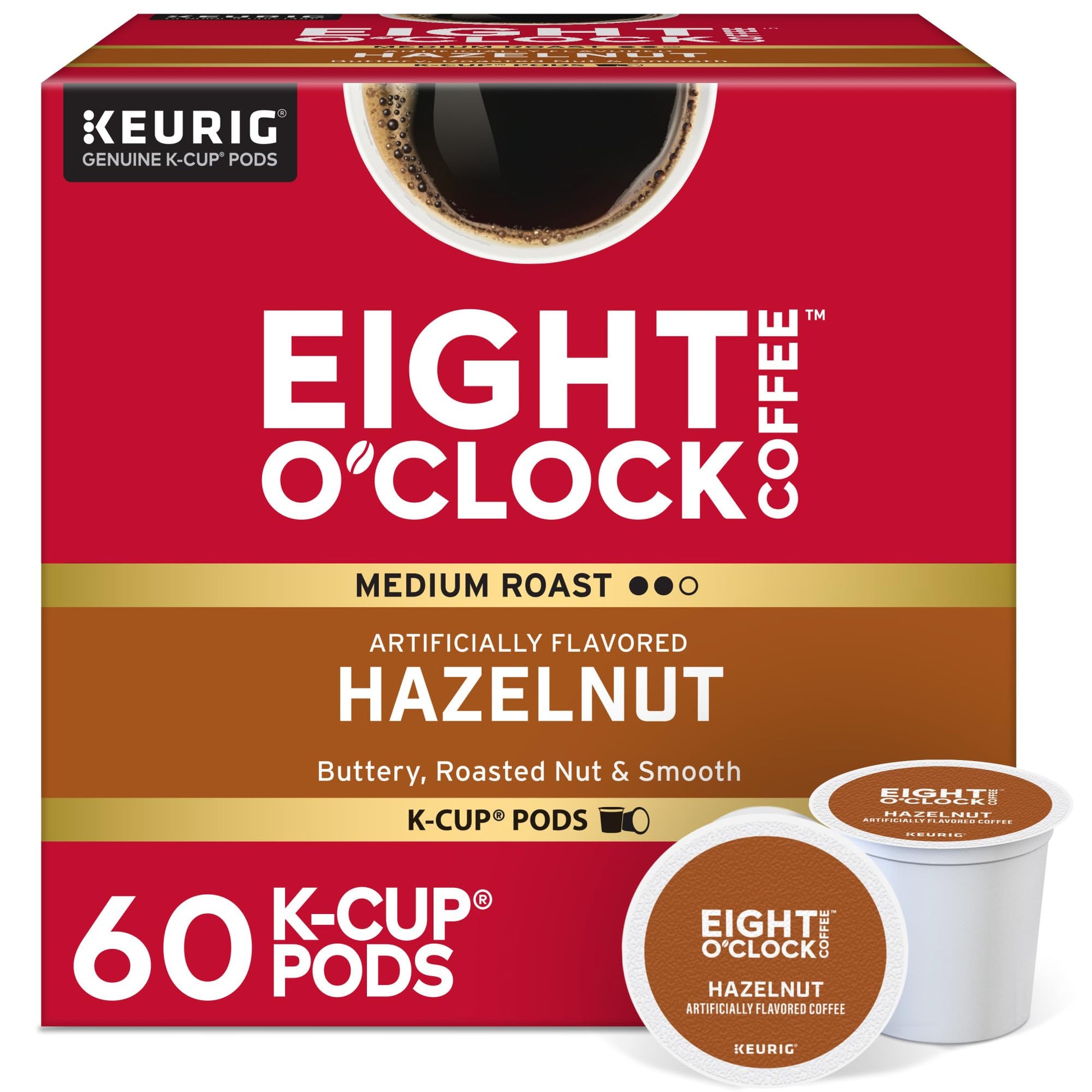 Eight OClock Coffee Hazelnut  Single-Serve Coffee K-Cup Pods  Medium Roast  72 Count