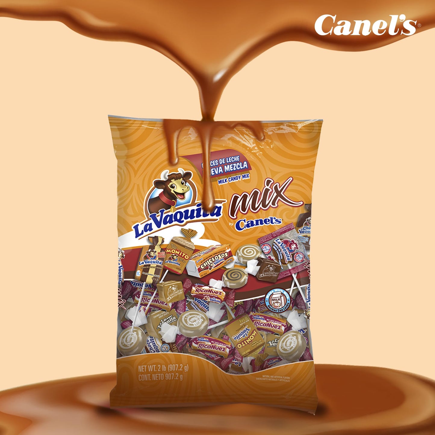 Canels La Vaquita Mix Bag - Assorted Candy Mix of Caramels, Coconut, Chocolate, and Pecan Soft and Hard Candy, 2.0 lb