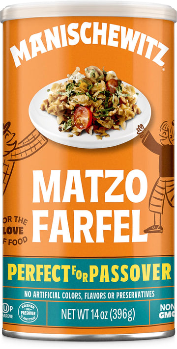 Manischewitz Matzo Farfel, 14Oz Resealable Canister, Sodium Free, No Artificial Colors Or Flavors, Non Gmo, Kosher For Passover 
